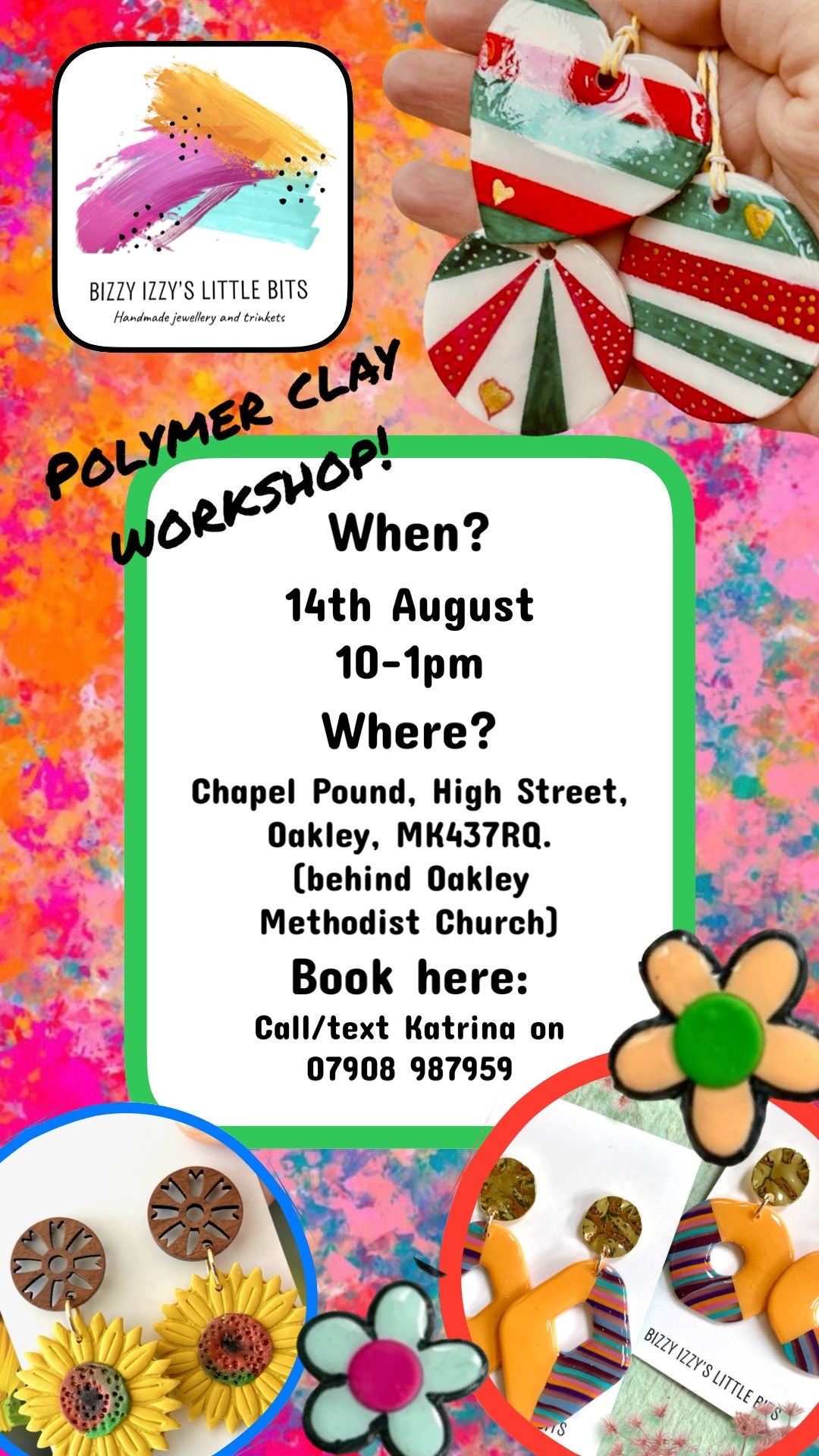 Polymer Clay Workshop - Bizzy Izzy's Little Bits - 14 August 10.00-13.00