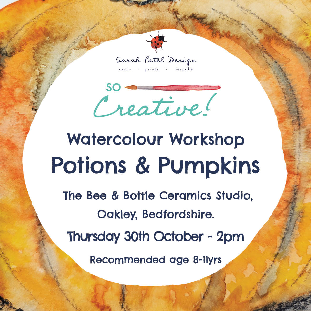 Watercolour Workshop - Potions and Pumpkins! by Sarah Patel Designs