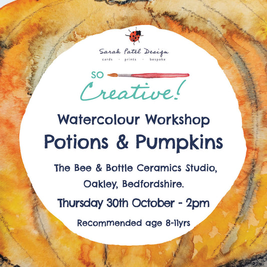 Watercolour Workshop - Potions and Pumpkins! by Sarah Patel Designs